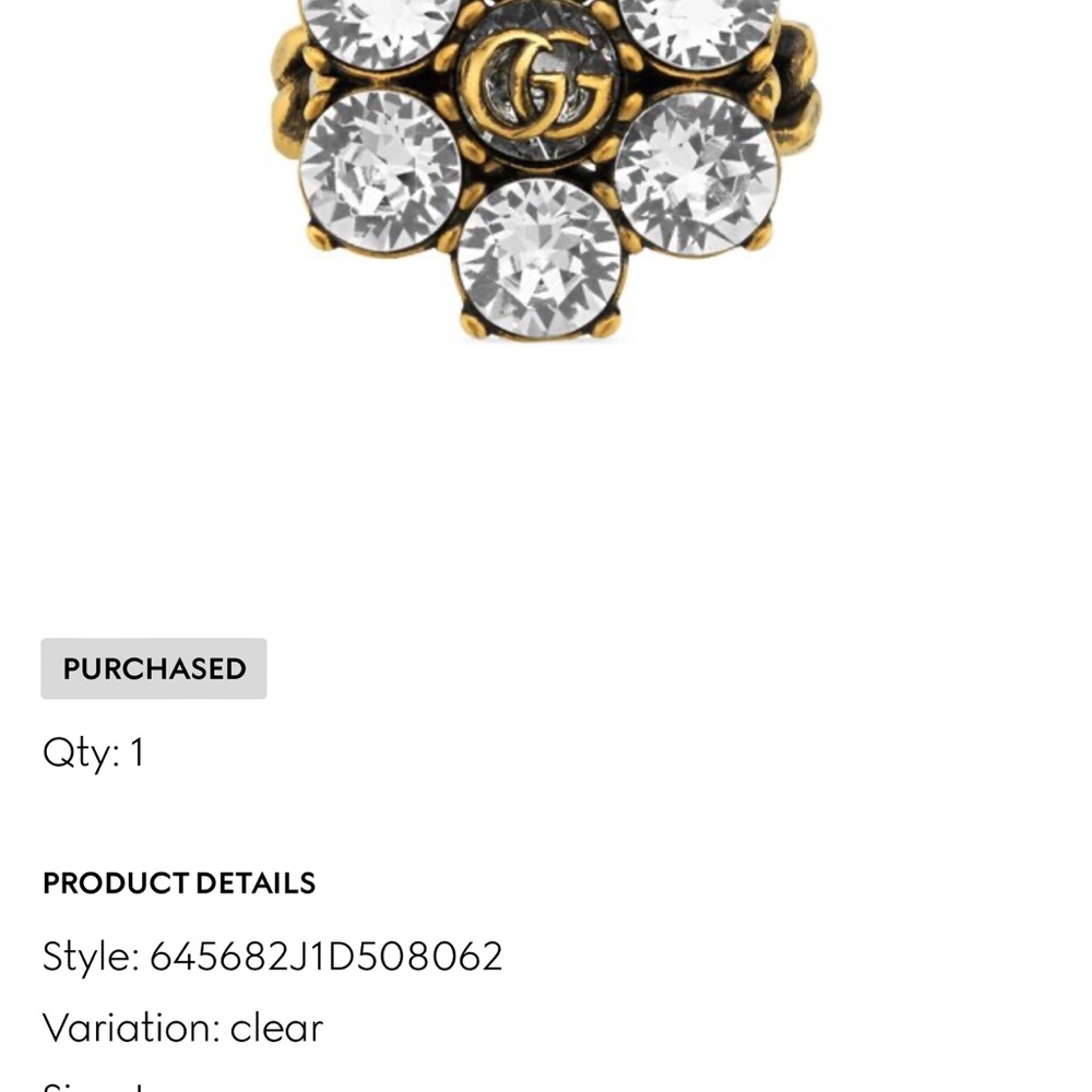 CRYSTAL DOUBLE G RING - Picture 6 of 6